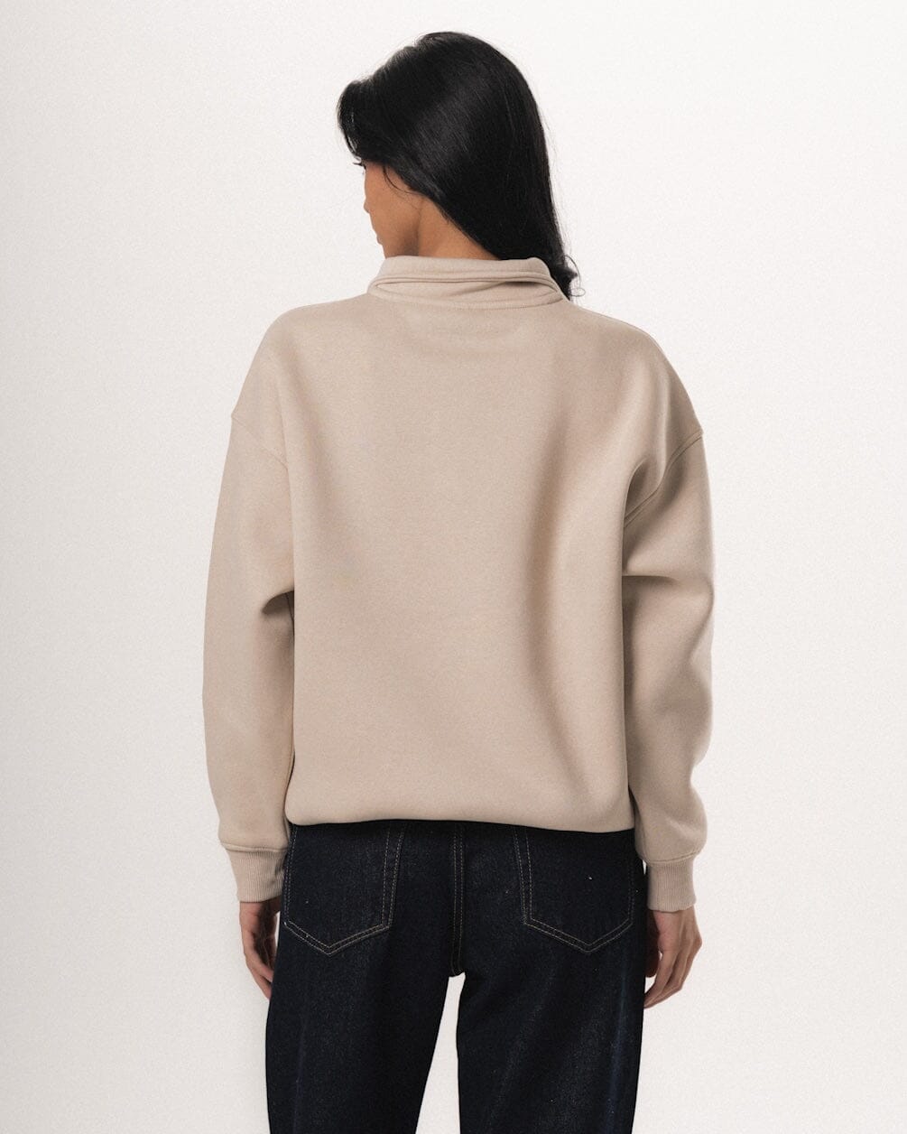 Greige Oversized Quarter Zipper