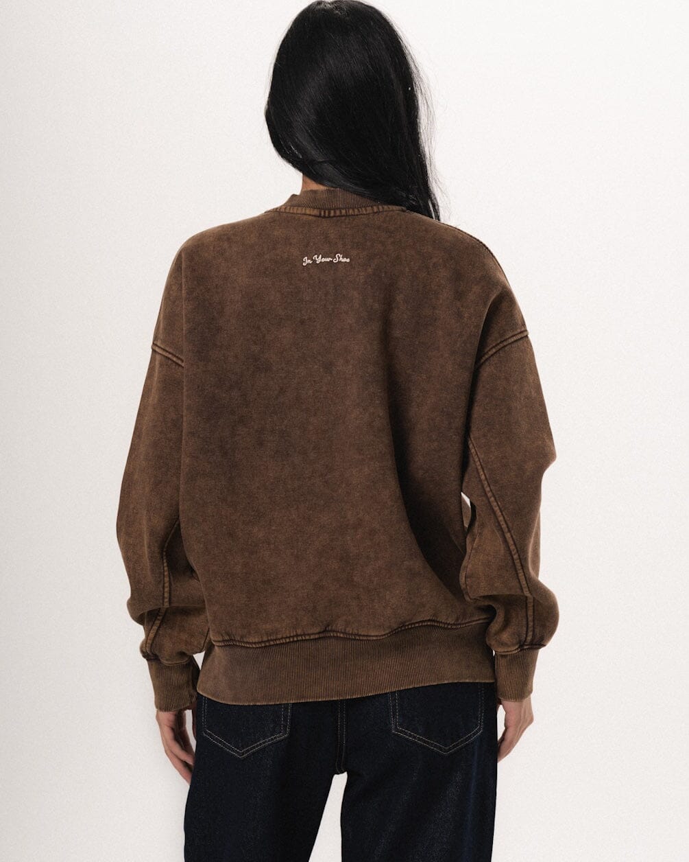 Brown Washed Boxy Crewneck