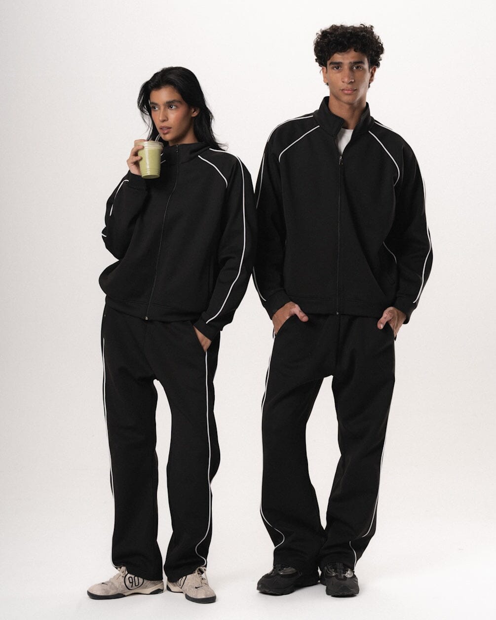 Black Wide Leg Track Pants