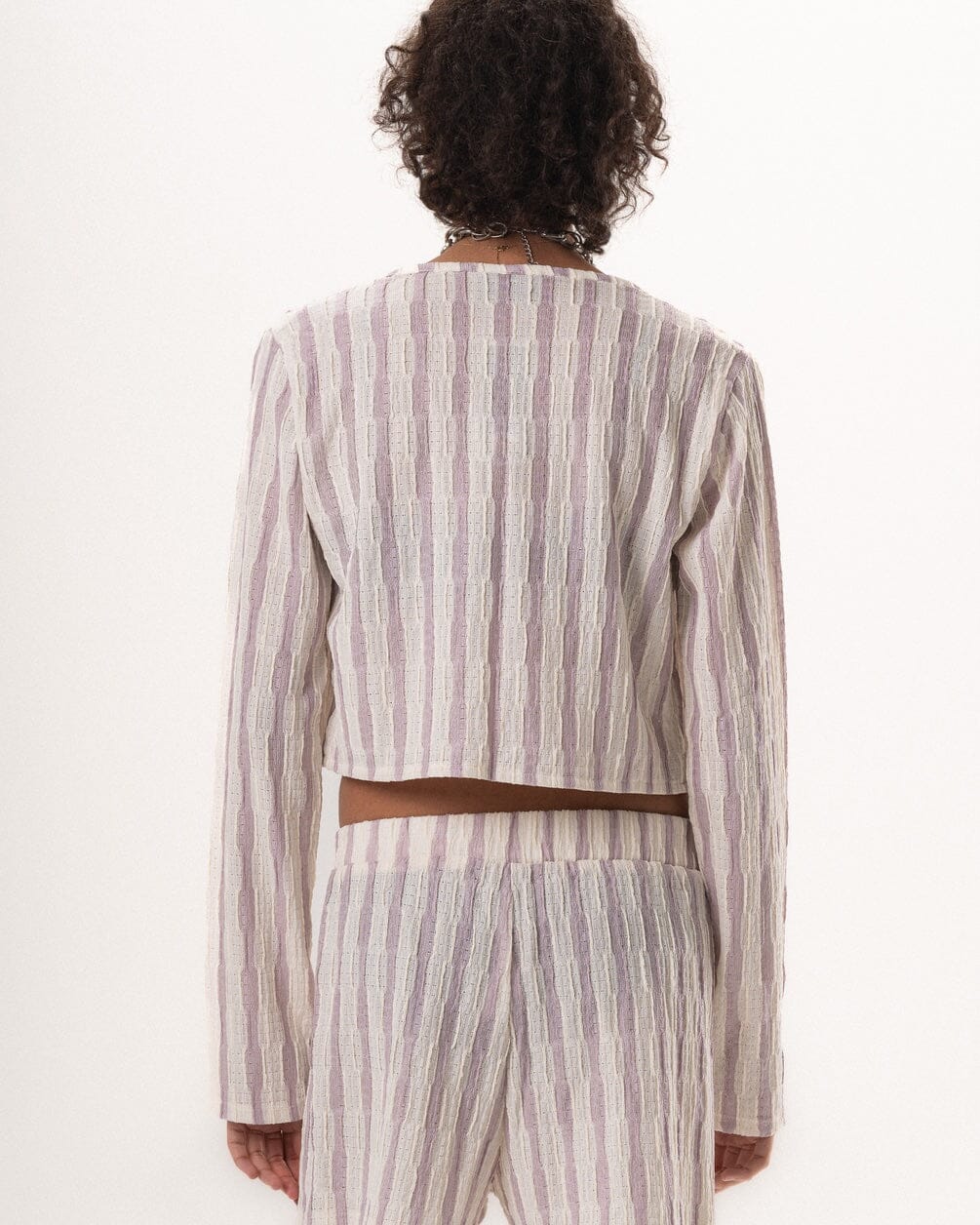 Female Pink Striped Long Sleeve Knit Top