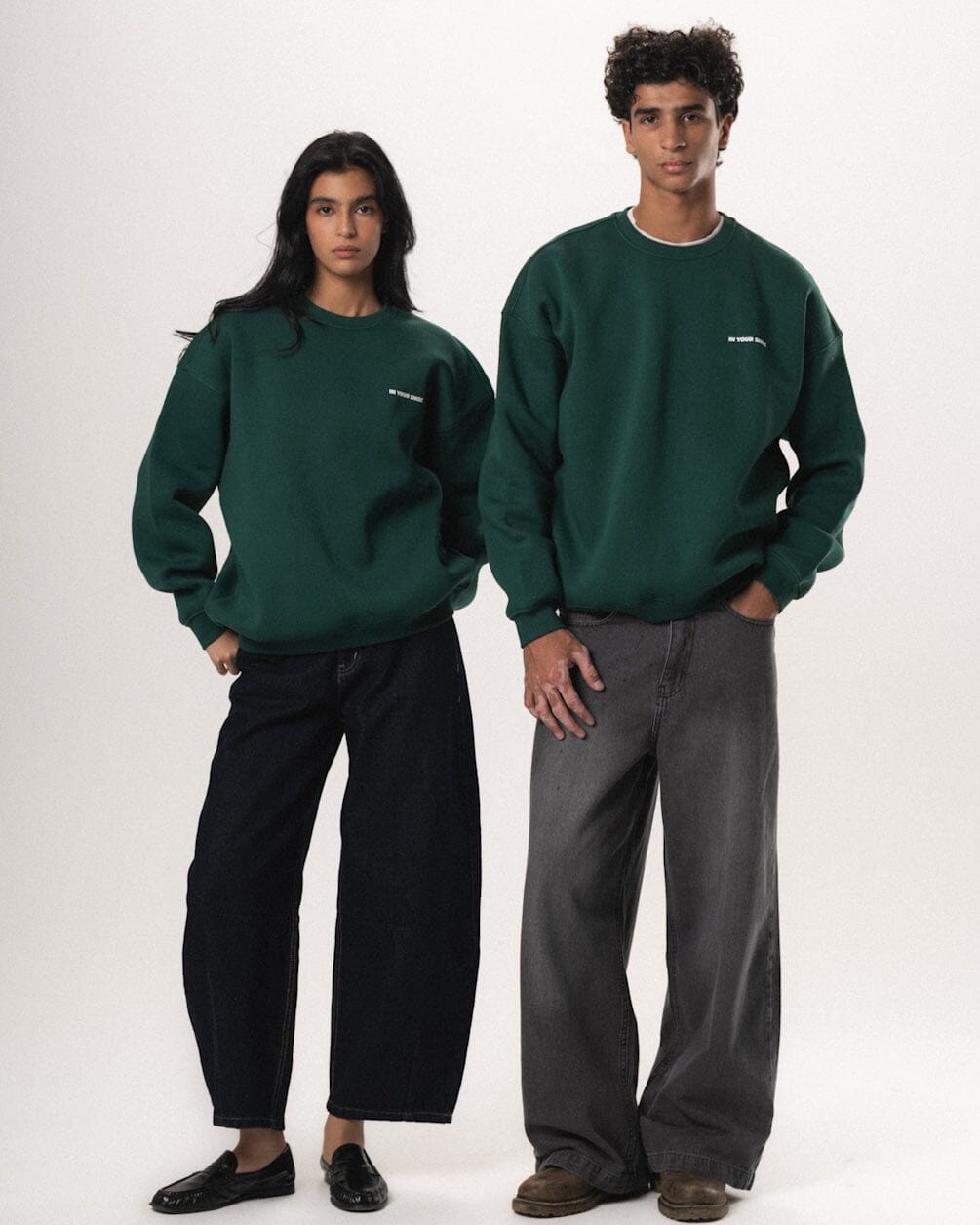 Green Basic Oversized Crewneck