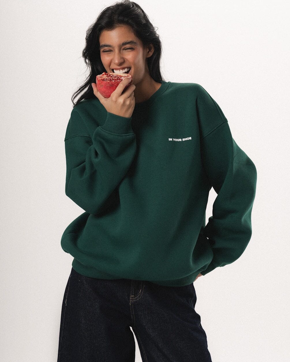 Green Basic Oversized Crewneck