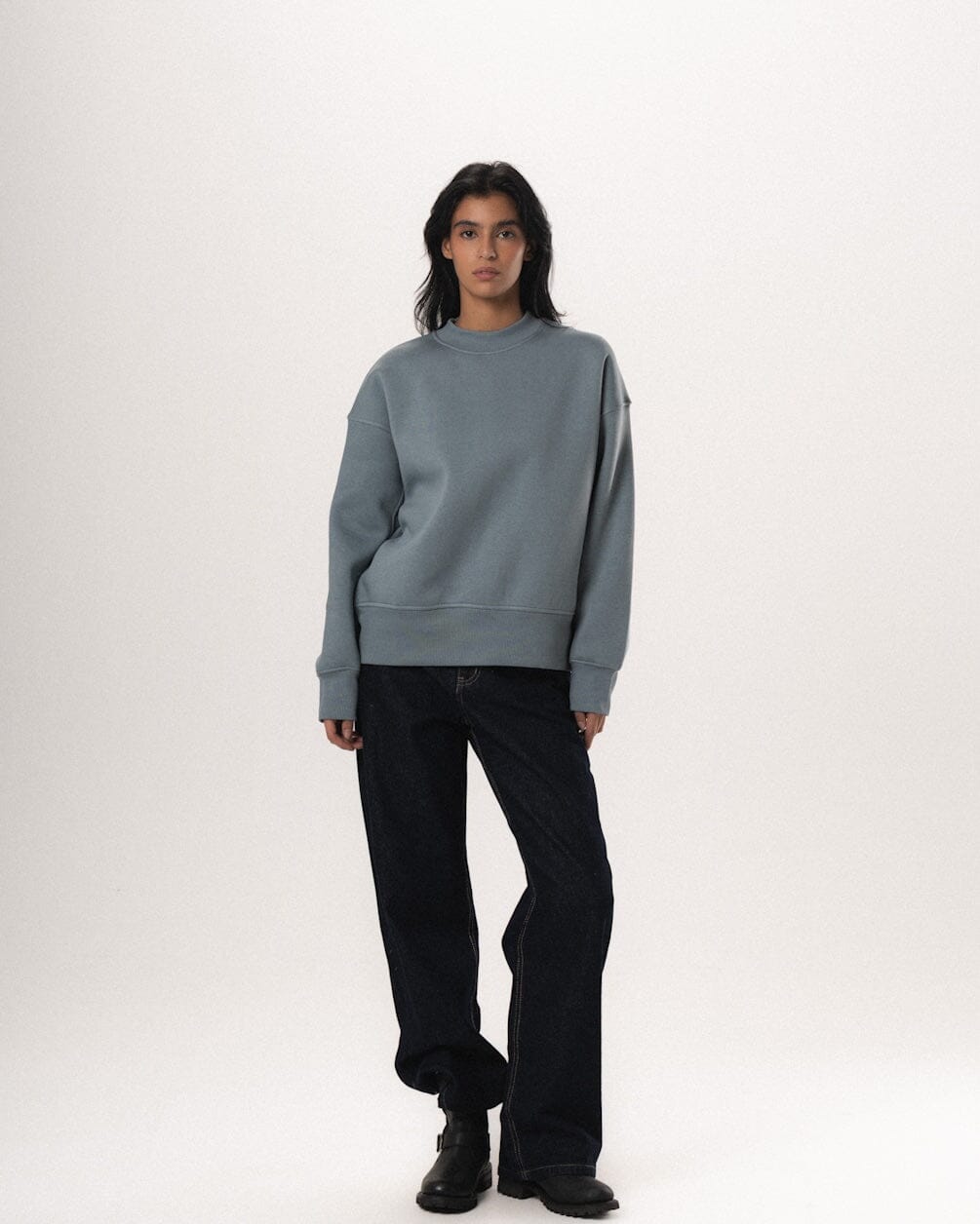 Blue Basic Boxy Crewneck
