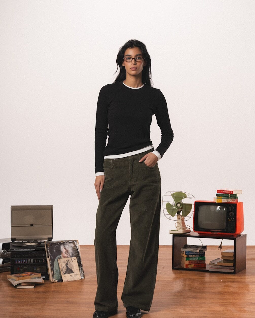 Female Green Corduroy Pants